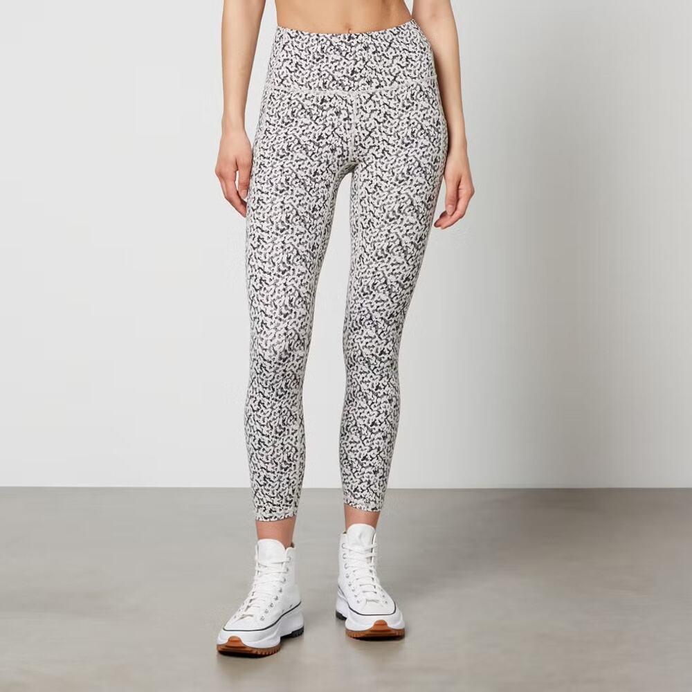 Varley Let's Go Pocket Cheetah Stretch Jersey Leggings Size S Athleisure Workout